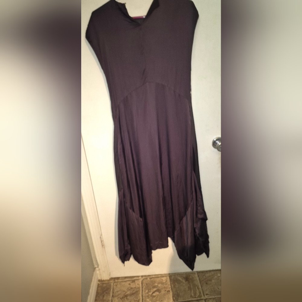 All Saints Black Asymmetrical Floral Midi Dress - Picture 6 of 11